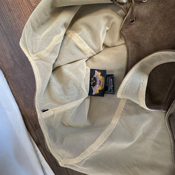 VTG HARLEY DAVIDSON SUEDE LEATHER RIDING CORSET VEST TOP SIZE 42/14 - Picture 8 of 11